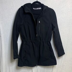 Women’s Black Hooded Waist-Drawstring Jacket